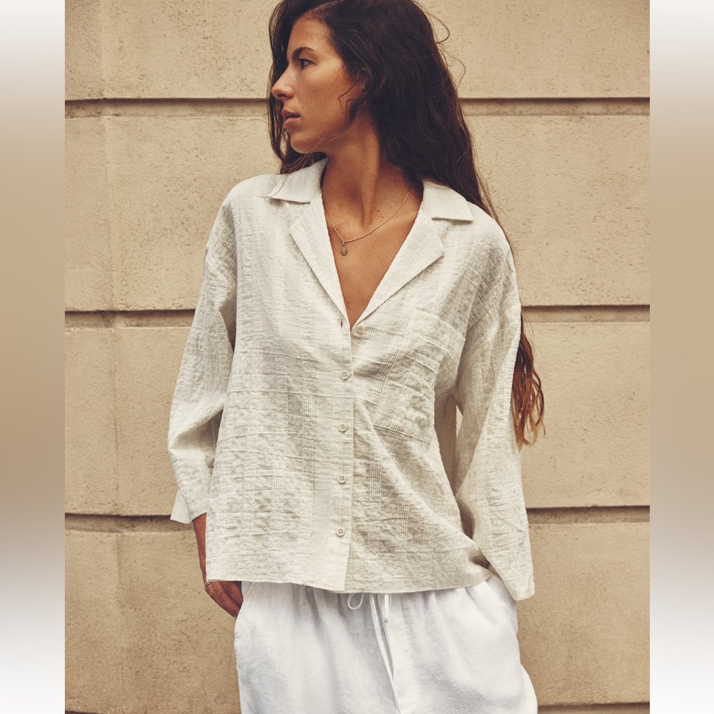 Zara NWT Textured Pajama Shirt